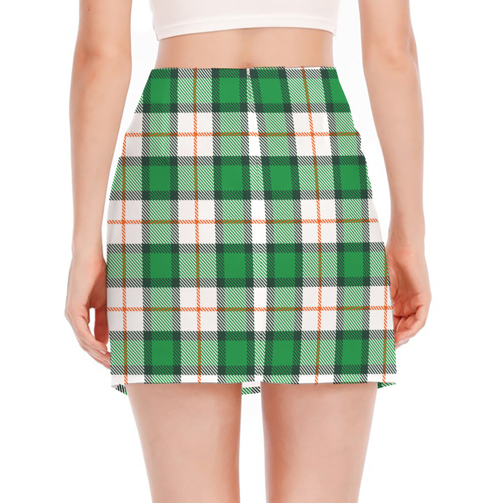 Irish Tartan St. Patrick's Day Print Side Slit Mini Skirt