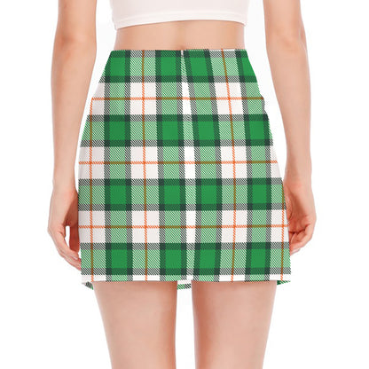 Irish Tartan St. Patrick's Day Print Side Slit Mini Skirt