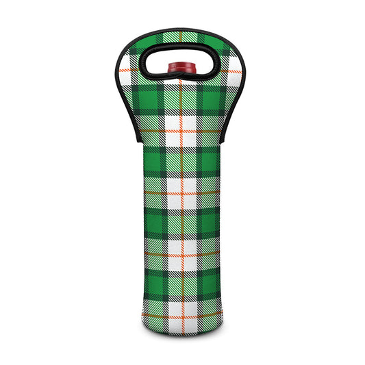 Irish Tartan St. Patrick's Day Print Single Neoprene Wine Tote