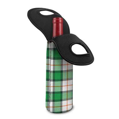 Irish Tartan St. Patrick's Day Print Single Neoprene Wine Tote