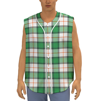 Irish Tartan St. Patrick's Day Print Sleeveless Baseball Jersey