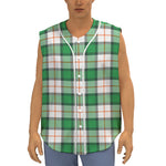 Irish Tartan St. Patrick's Day Print Sleeveless Baseball Jersey