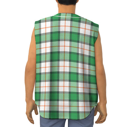Irish Tartan St. Patrick's Day Print Sleeveless Baseball Jersey