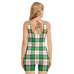Irish Tartan St. Patrick's Day Print Sleeveless One Piece Swimsuit