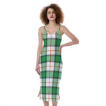Irish Tartan St. Patrick's Day Print Slim Fit Midi Cami Dress