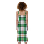 Irish Tartan St. Patrick's Day Print Slim Fit Midi Cami Dress
