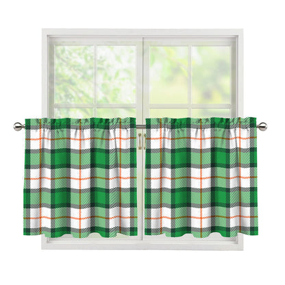 Irish Tartan St. Patrick's Day Print Tier Curtains