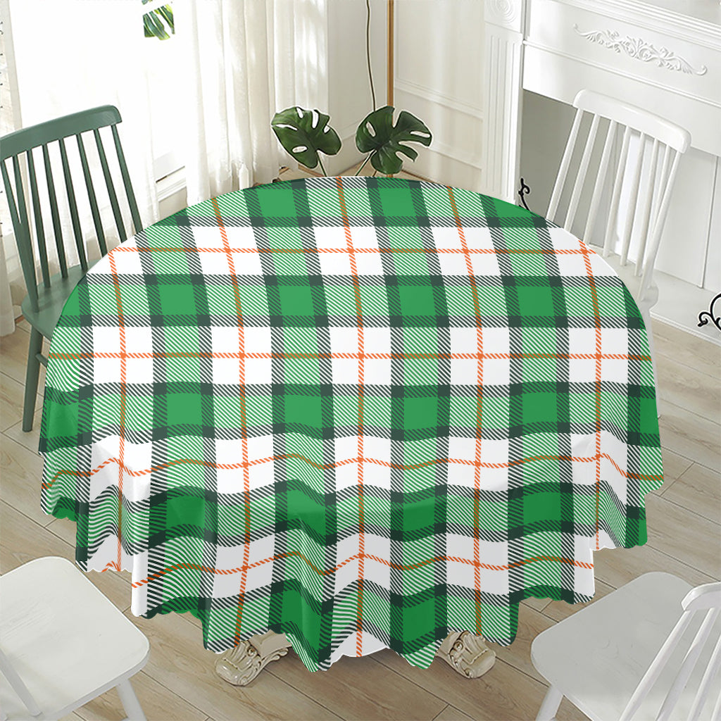 Irish Tartan St. Patrick's Day Print Waterproof Round Tablecloth