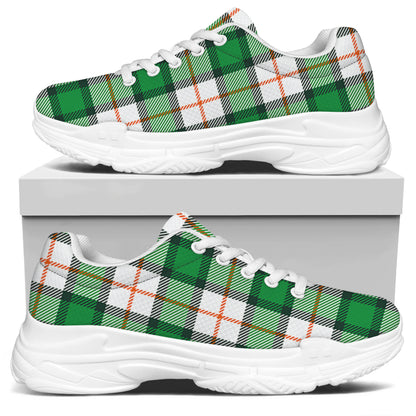 Irish Tartan St. Patrick's Day Print White Chunky Shoes