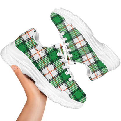 Irish Tartan St. Patrick's Day Print White Chunky Shoes