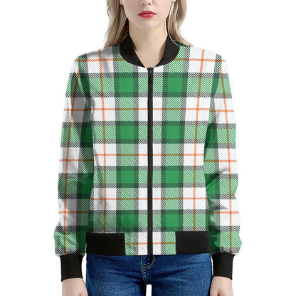 Irish Tartan St. Patrick's Day Print Women's Bomber Jacket