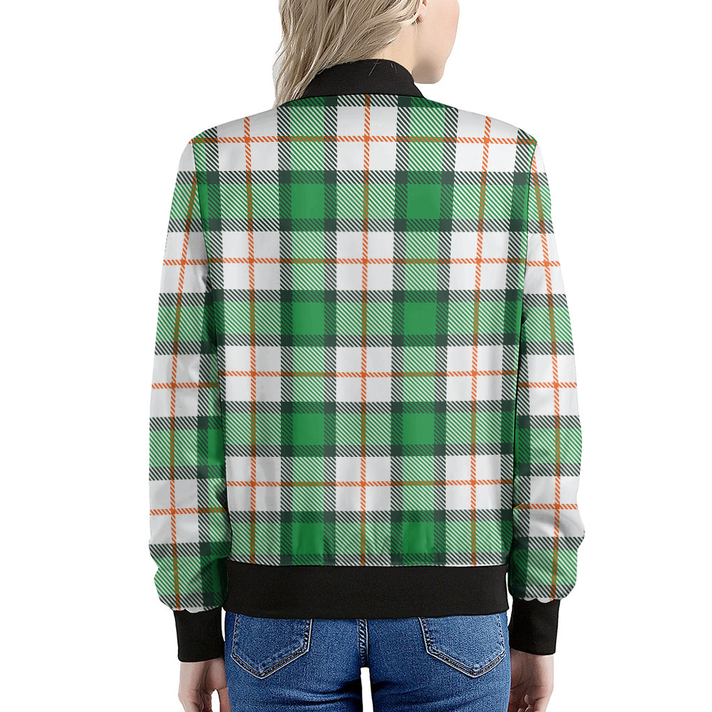 Irish Tartan St. Patrick's Day Print Women's Bomber Jacket