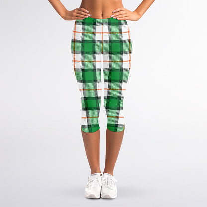 Irish Tartan St. Patrick's Day Print Women's Capri Leggings