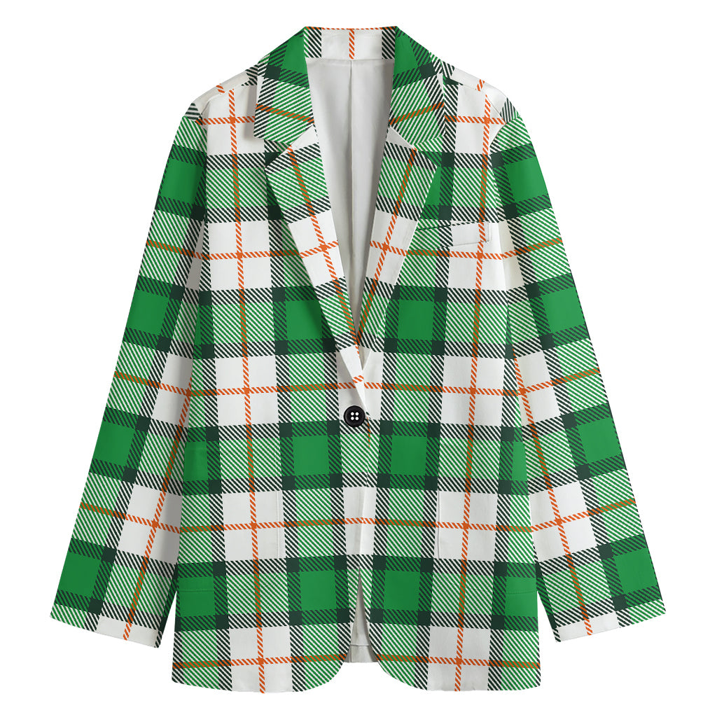 Irish Tartan St. Patrick's Day Print Women's Cotton Blazer
