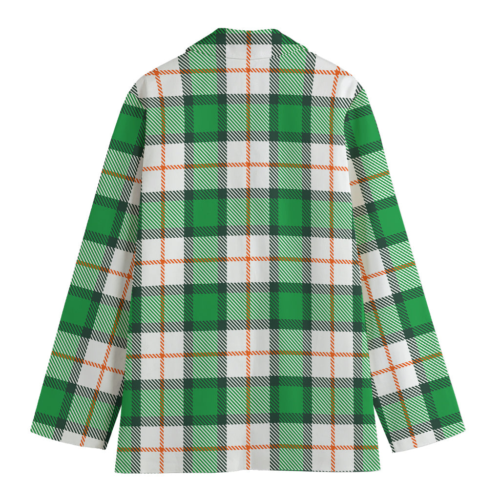 Irish Tartan St. Patrick's Day Print Women's Cotton Blazer