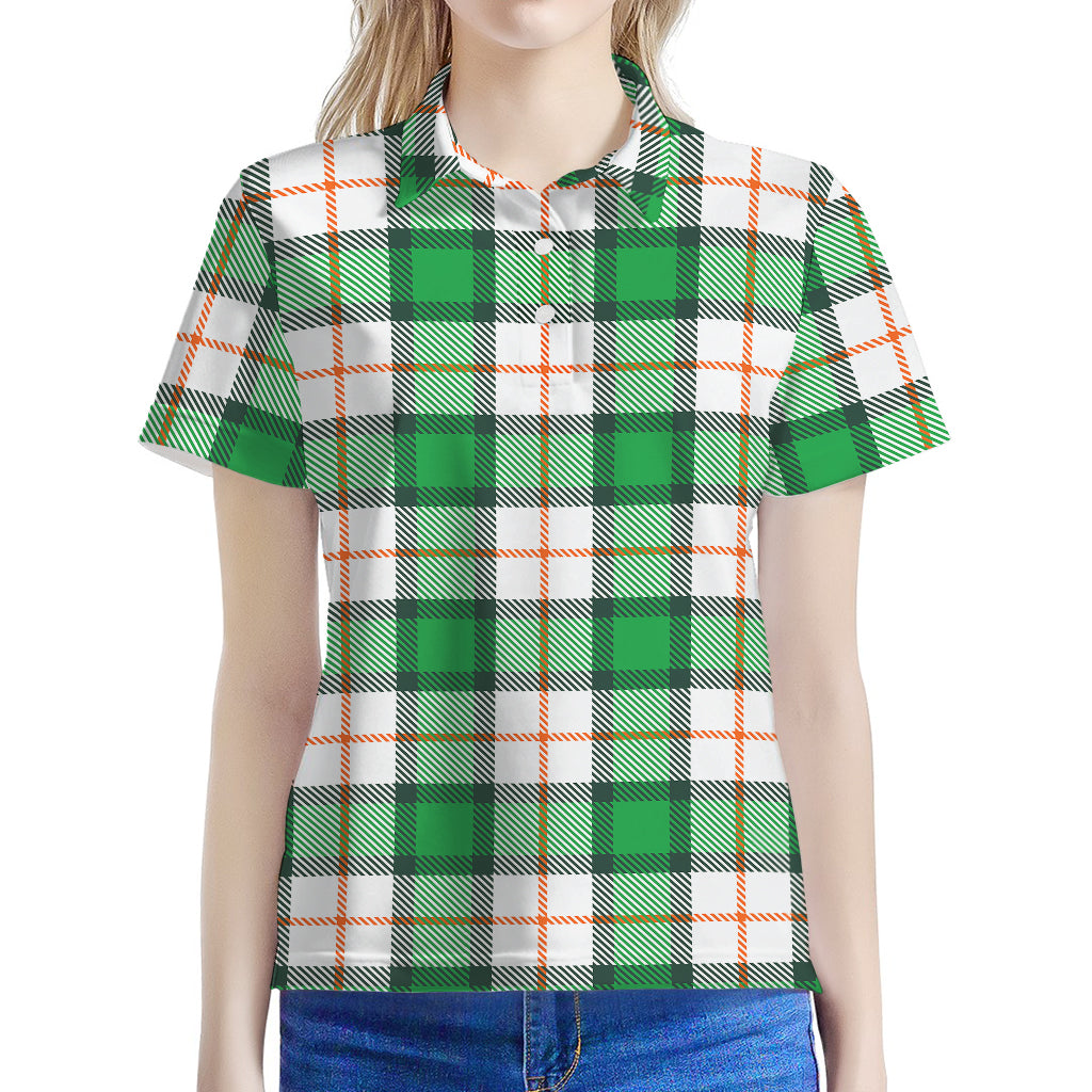 Irish Tartan St. Patrick's Day Print Women's Polo Shirt