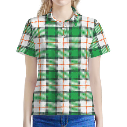 Irish Tartan St. Patrick's Day Print Women's Polo Shirt
