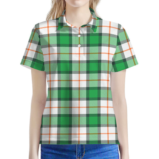 Irish Tartan St. Patrick's Day Print Women's Polo Shirt