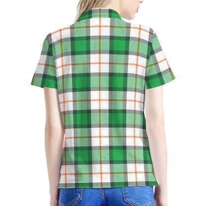 Irish Tartan St. Patrick's Day Print Women's Polo Shirt