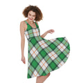 Irish Tartan St. Patrick's Day Print Sleeveless Knee Length Dress