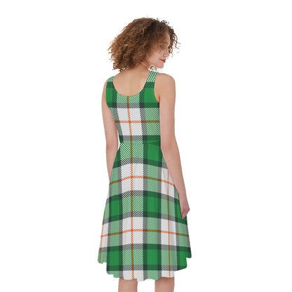 Irish Tartan St. Patrick's Day Print Women's Sleeveless Dress
