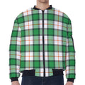 Irish Tartan St. Patrick's Day Print Zip Sleeve Bomber Jacket