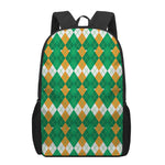 Irish Themed Argyle Pattern Print 17 Inch Backpack