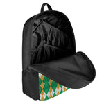 Irish Themed Argyle Pattern Print 17 Inch Backpack