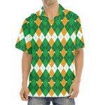 Irish Themed Argyle Pattern Print Aloha Shirt
