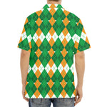 Irish Themed Argyle Pattern Print Aloha Shirt