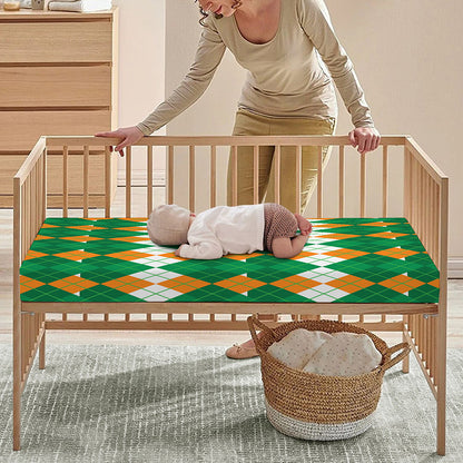 Irish Themed Argyle Pattern Print Baby Crib Sheet