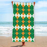 Irish Themed Argyle Pattern Print Beach Towel