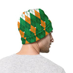 Irish Themed Argyle Pattern Print Beanie