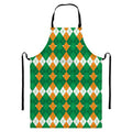 Irish Themed Argyle Pattern Print Bib Apron With Pocket