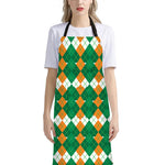 Irish Themed Argyle Pattern Print Bib Apron With Pocket