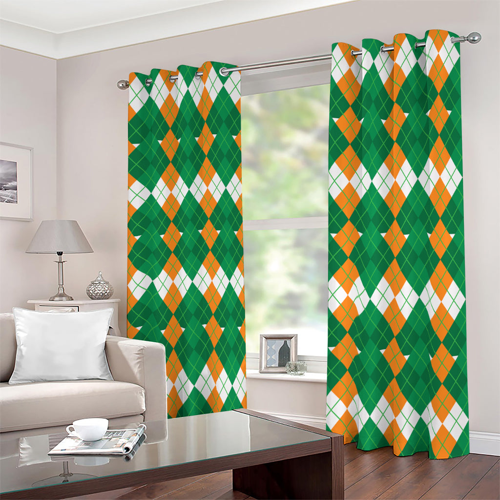 Irish Themed Argyle Pattern Print Blackout Grommet Curtains