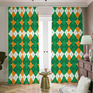 Irish Themed Argyle Pattern Print Blackout Pencil Pleat Curtains