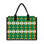 Irish Themed Argyle Pattern Print Canvas Tote Bag
