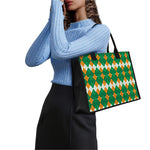 Irish Themed Argyle Pattern Print Canvas Tote Bag