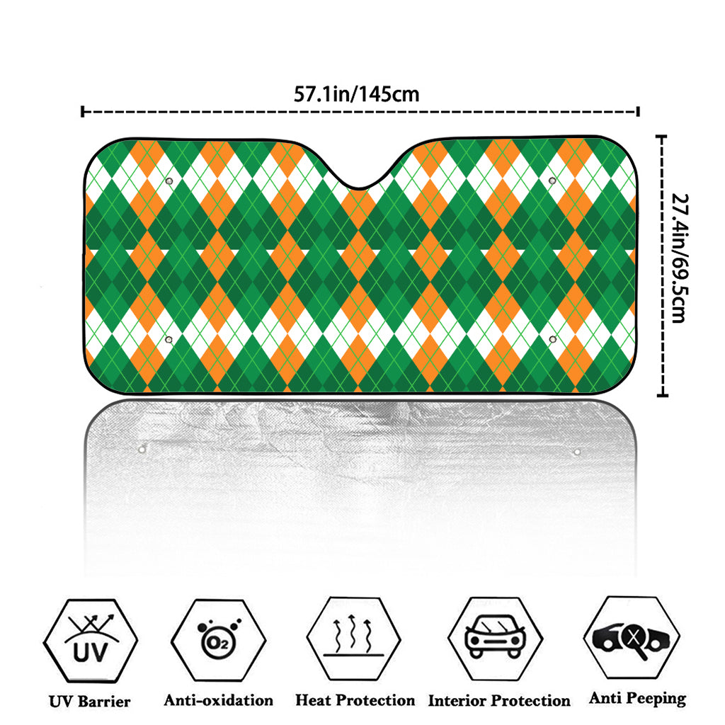 Irish Themed Argyle Pattern Print Car Windshield Sun Shade