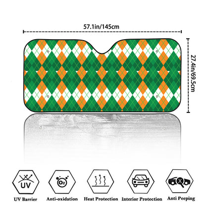 Irish Themed Argyle Pattern Print Car Windshield Sun Shade