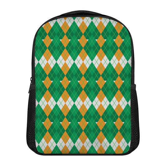 Irish Themed Argyle Pattern Print Casual Backpack