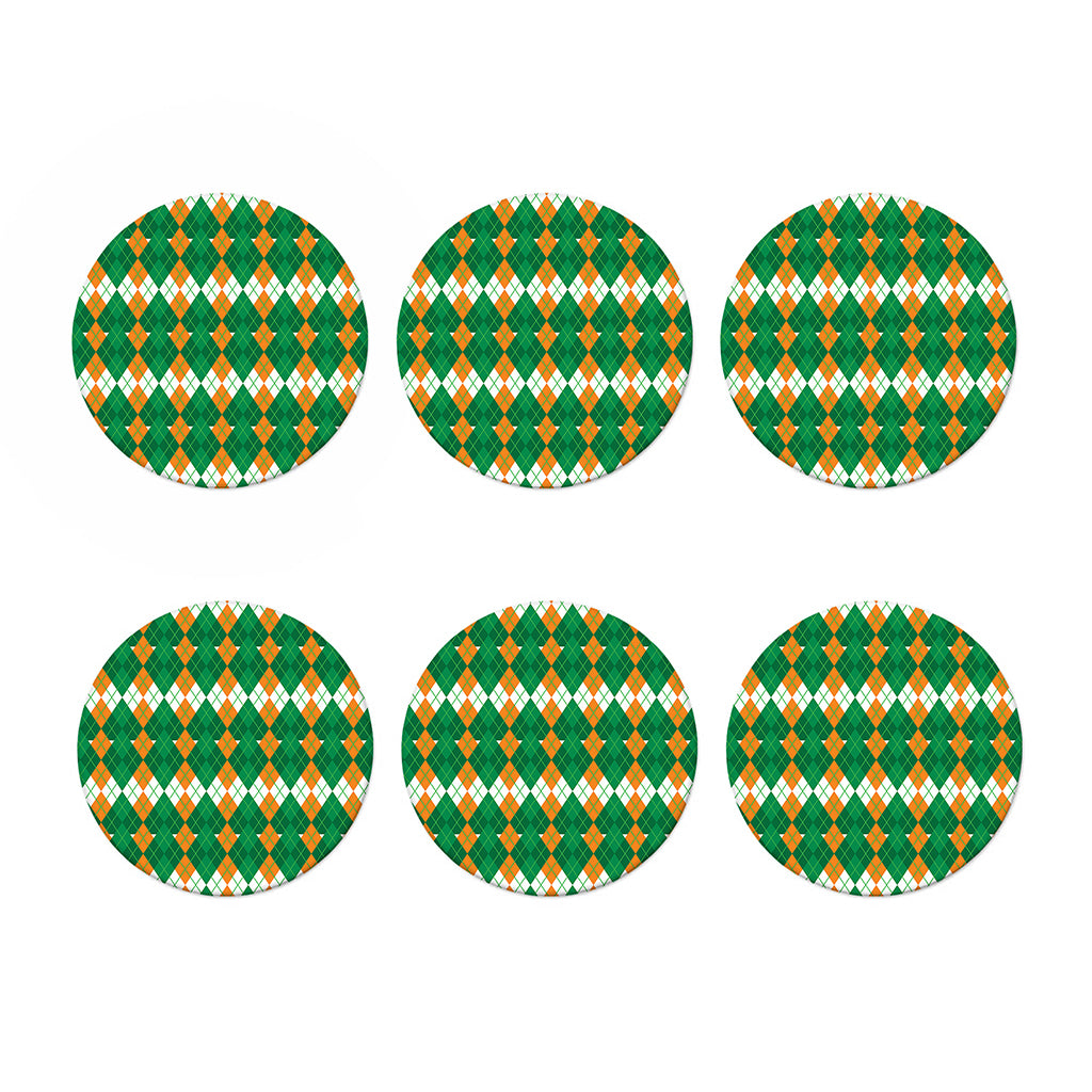 Irish Themed Argyle Pattern Print Coaster Set