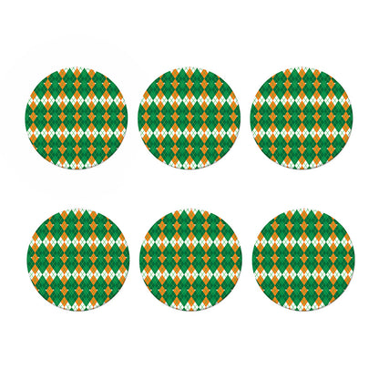Irish Themed Argyle Pattern Print Coaster Set