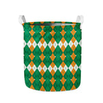 Irish Themed Argyle Pattern Print Collapsible Laundry Basket