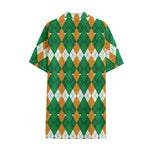 Irish Themed Argyle Pattern Print Cotton Hawaiian Shirt