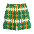 Irish Themed Argyle Pattern Print Cotton Shorts
