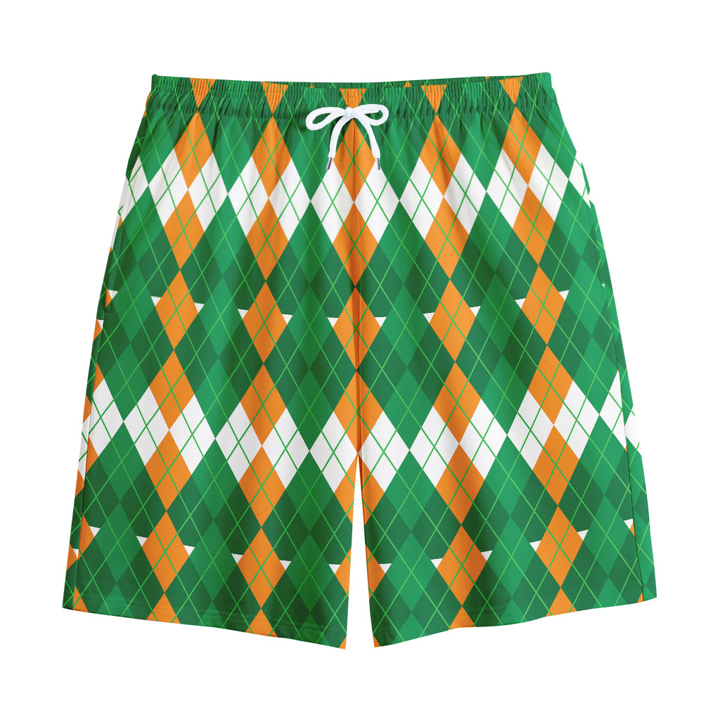 Irish Themed Argyle Pattern Print Cotton Shorts