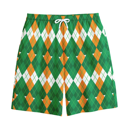 Irish Themed Argyle Pattern Print Cotton Shorts