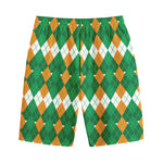 Irish Themed Argyle Pattern Print Cotton Shorts